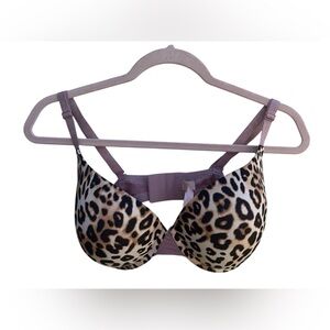 Leopard Print T-Shirt Bra with Mauve Straps